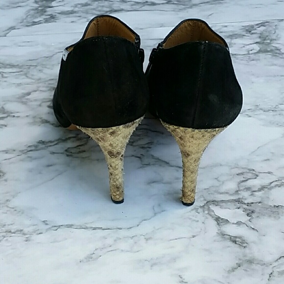 Coach Seneca Black Suede & Python Ankle Booties - Picture 3 of 7